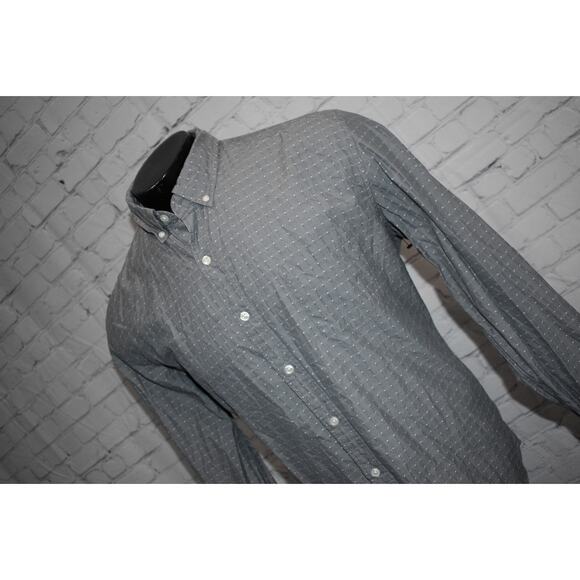 J Crew Dress Shirt Button Up Men Size XL Gray Geometric Cotton - Picture 1 of 5